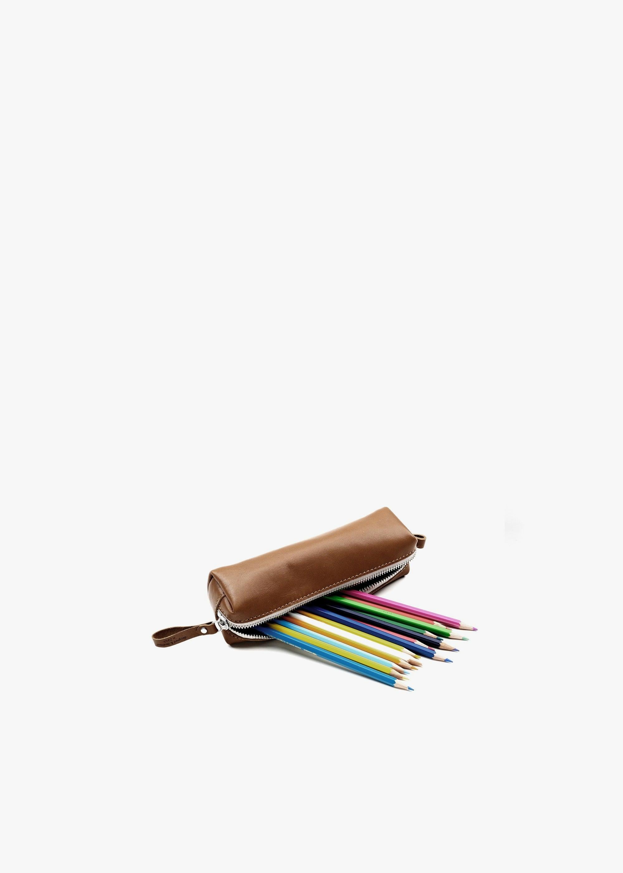 Pencil Pouch – Brown Leather Canvas - QWSTION