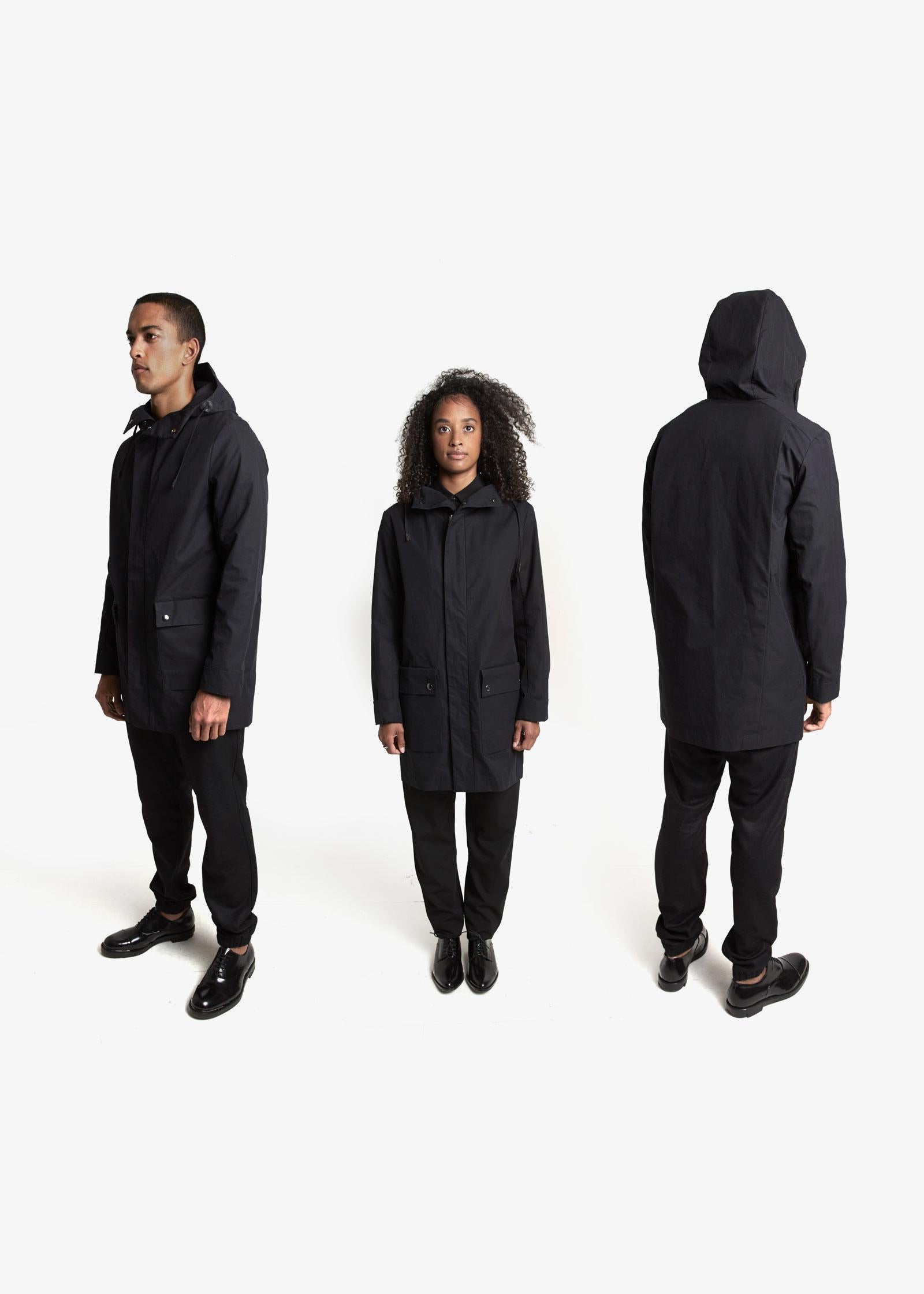 All Weather Coat – Organic Black S - QWSTION