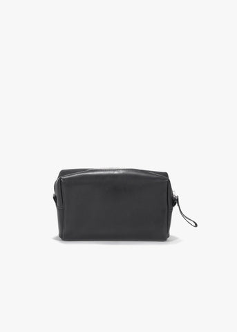 Amenity Pouch – Black Leather Canvas