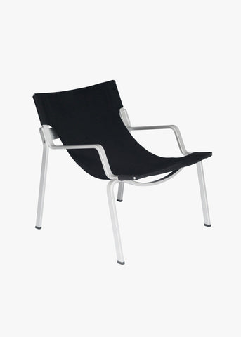 Ensō Lounge Chair – Anodized natural aluminum / Black Bananatex