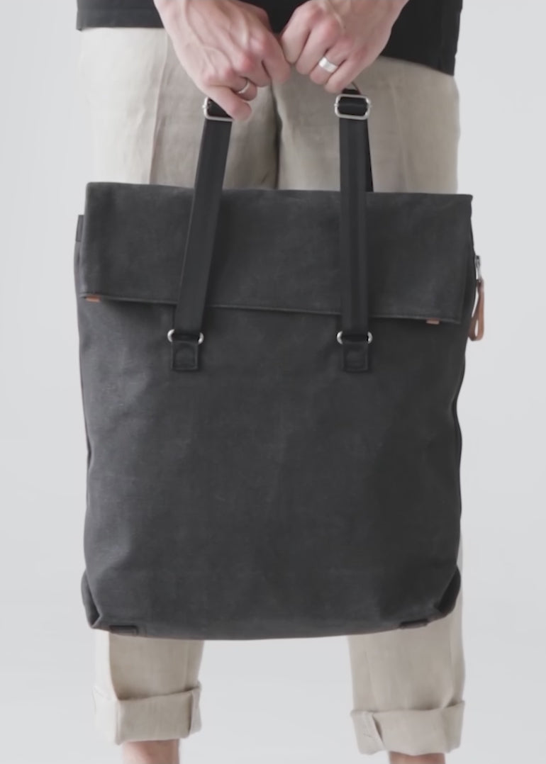 Day Tote Organic Washed Black QWSTION