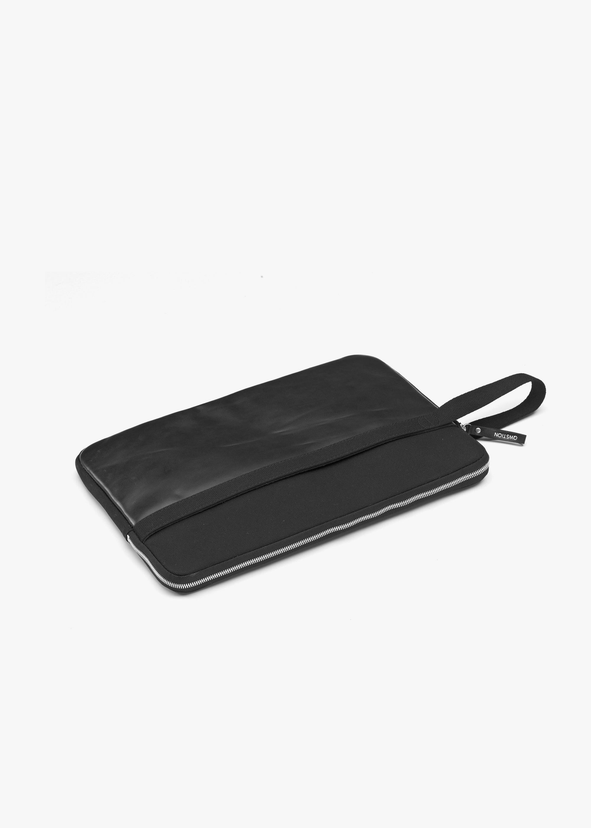 Laptop Sleeve 15" – Black Leather Canvas - QWSTION