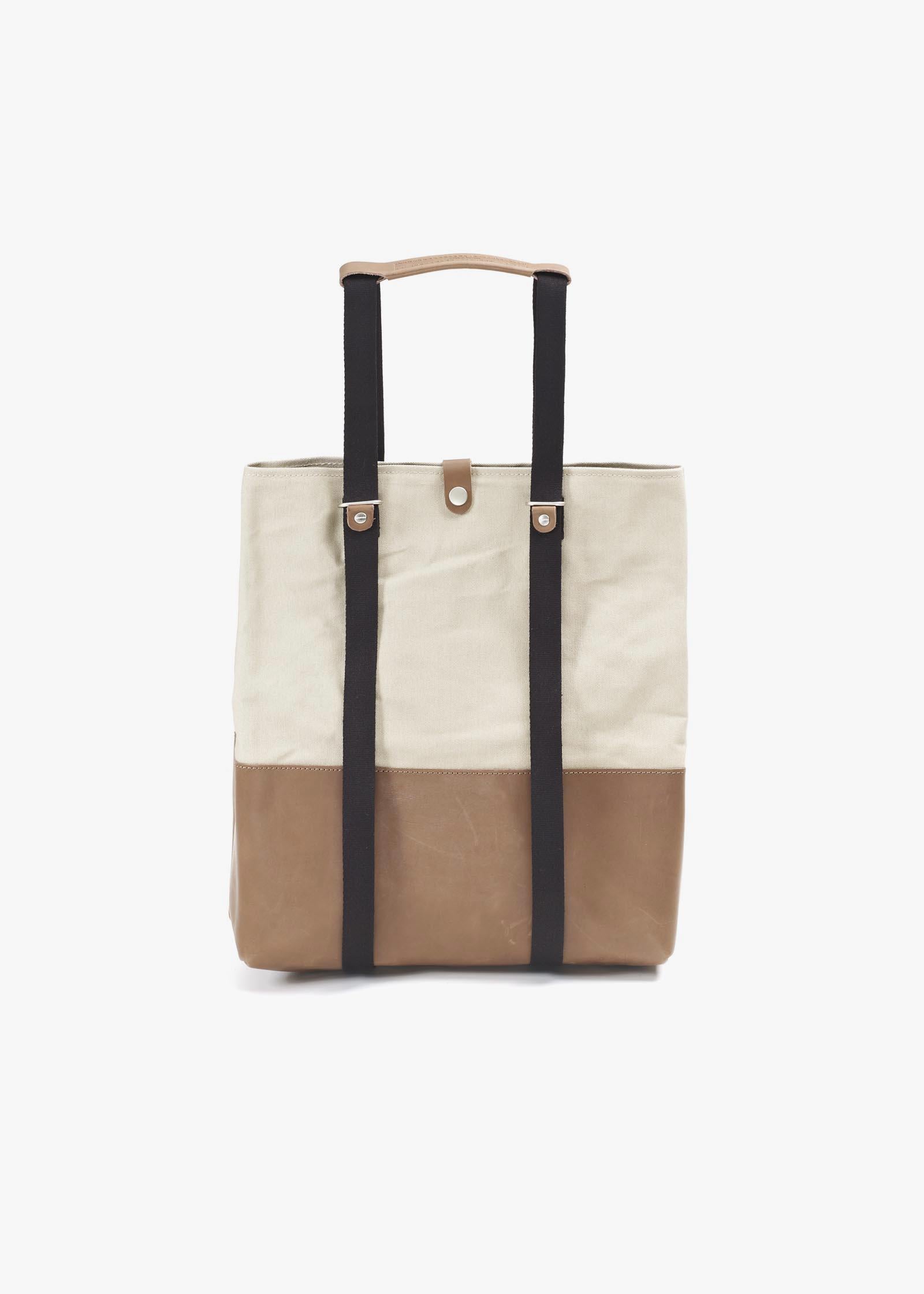 Shopper – Brown Leather Canvas | Bags | QWSTION