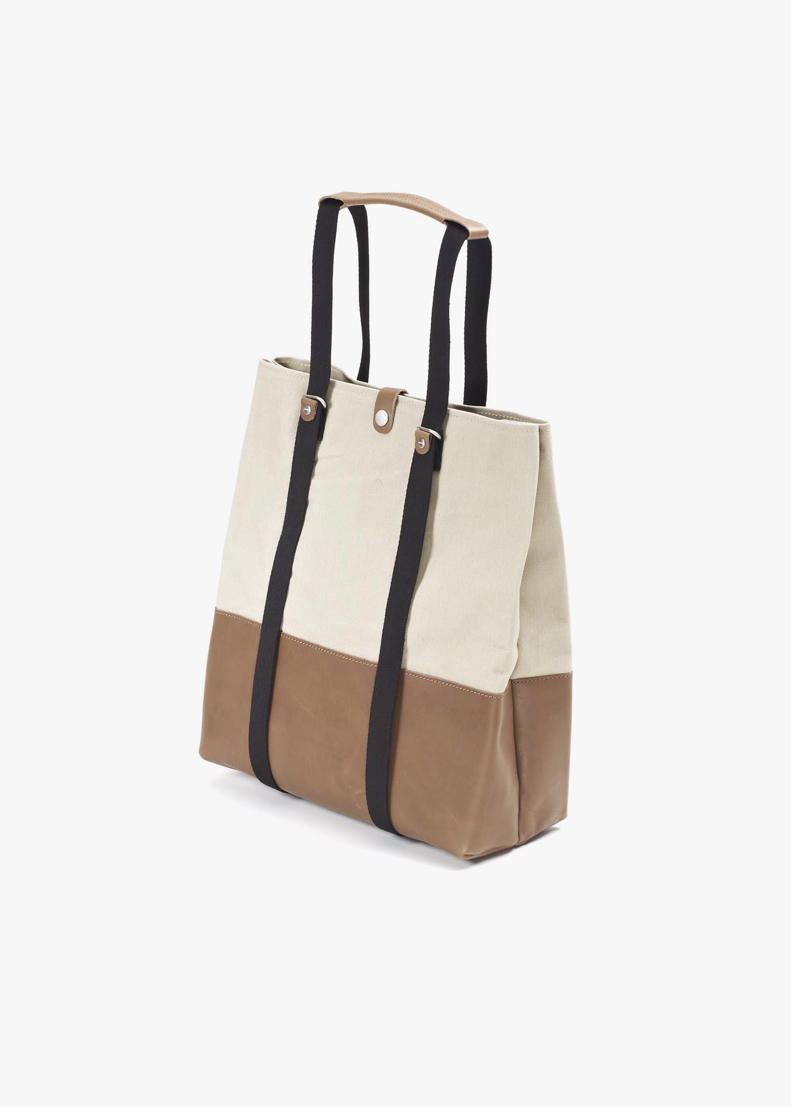 Shopper – Brown Leather Canvas - QWSTION