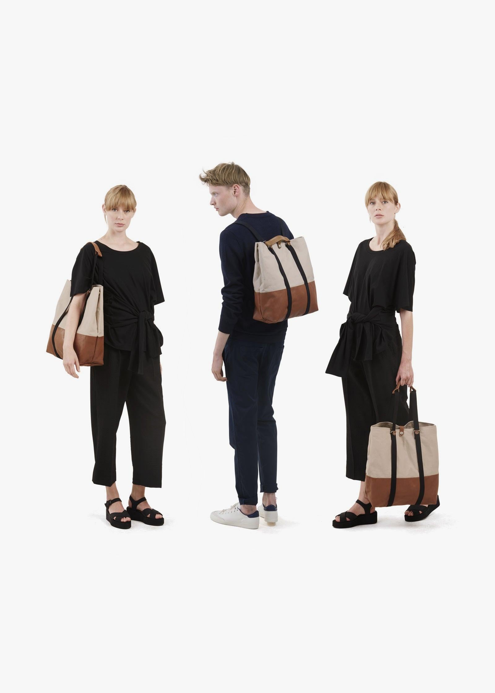 Shopper – Brown Leather Canvas - QWSTION