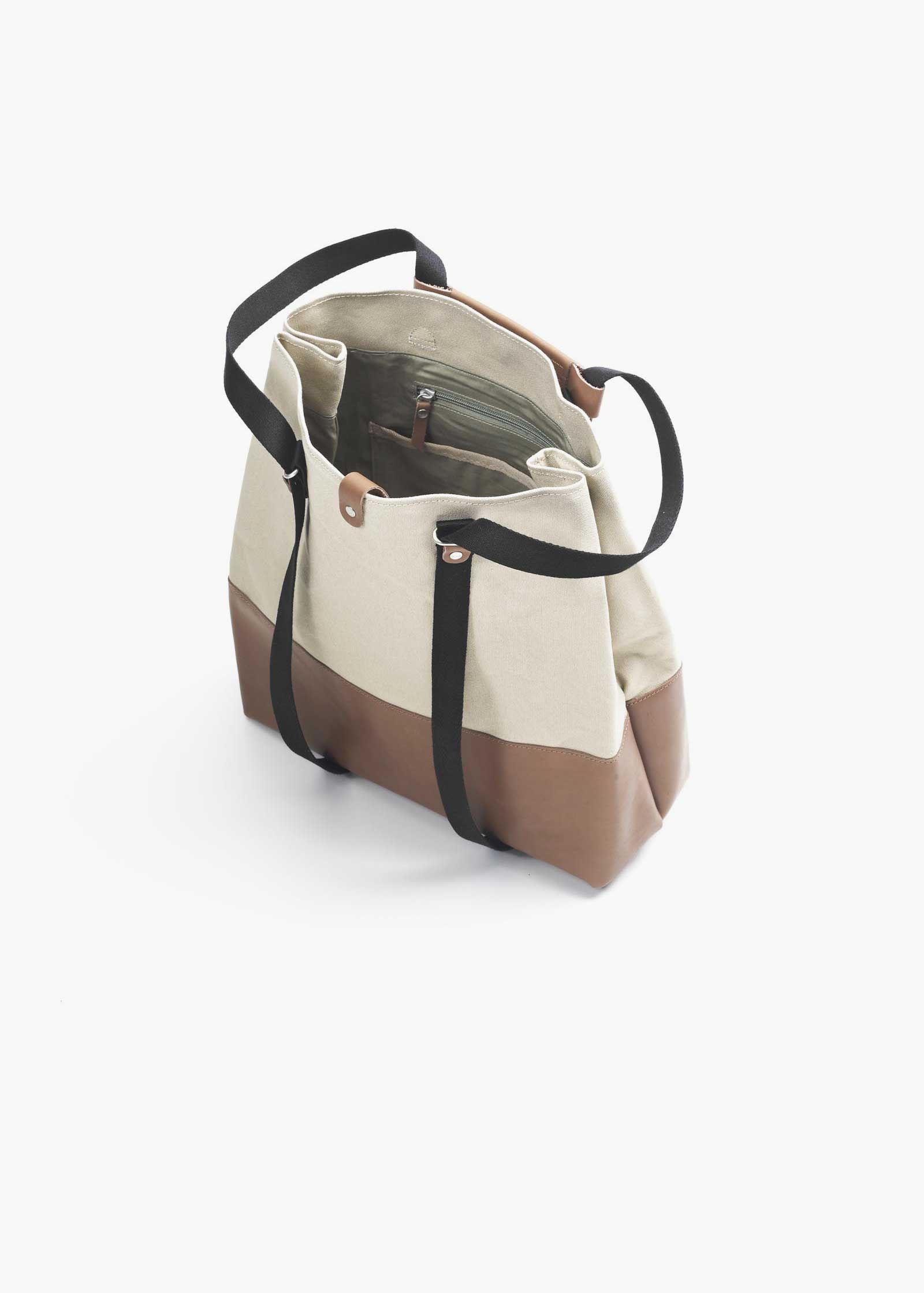 Shopper – Brown Leather Canvas - QWSTION